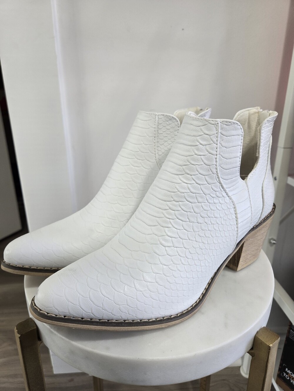 Altar'd State White Textured Ankle Boots Size 7